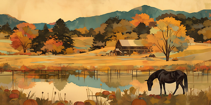 Autumn Horse at the Lake