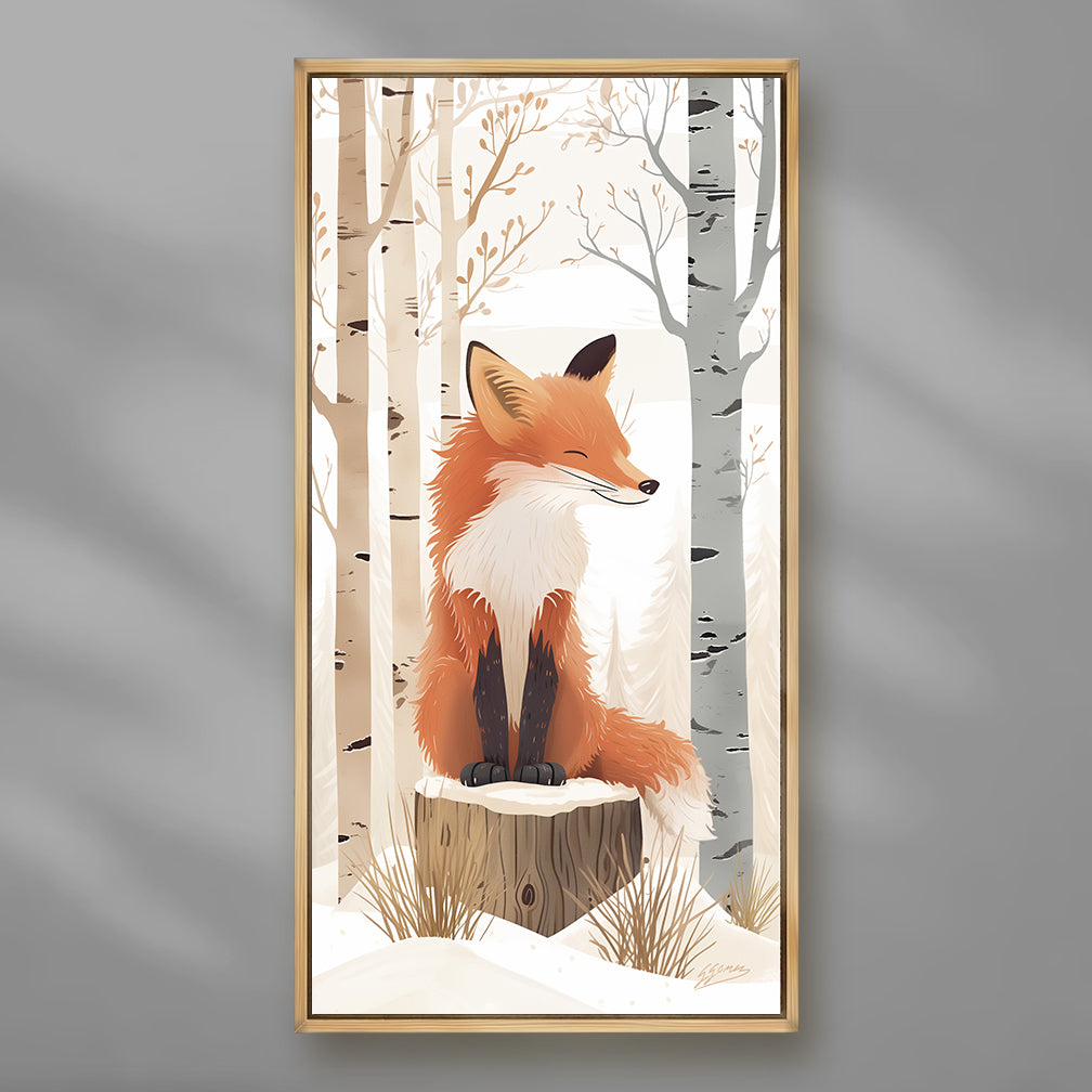 Winter Fox on a Stump