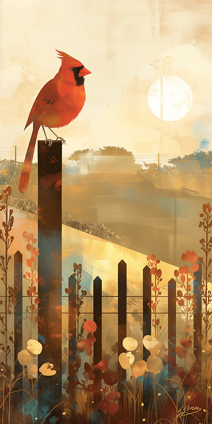 Cardinal on a Fence